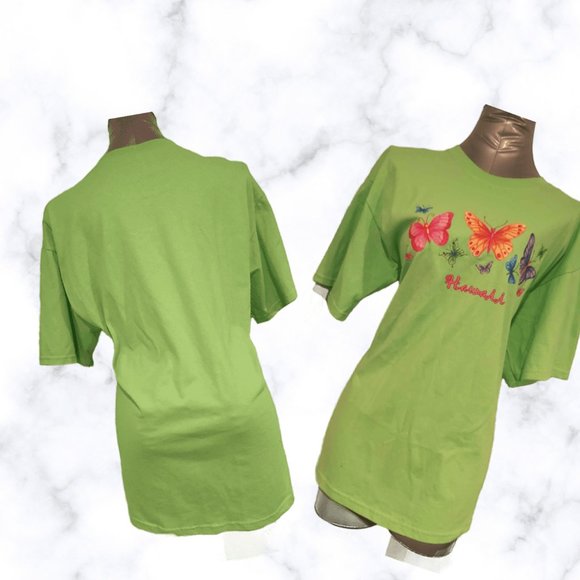♣♣ Lime Green "Hawaii" & Pink "Hollywood" T-Shirt - Picture 2 of 4